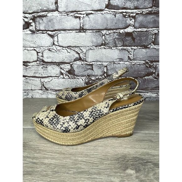 Coach Ferry Snake Embossed Platform Espadrilles Wedges Strap Sandals Women Sz 7B - Picture 1 of 16